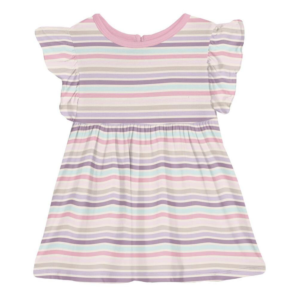 NEW KICKEE girls' short sleeve lola swing dress in ice cream stripe